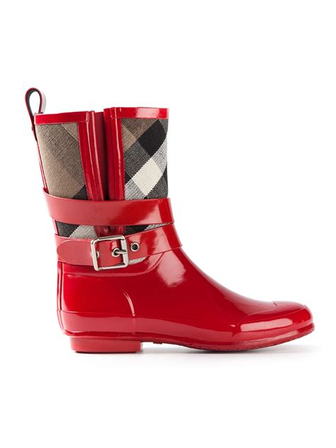 burberry boots black red checks